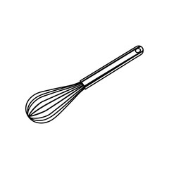 Whisk in Isolation: A stainless steel whisk, a kitchen essential for blending ingredients, isolated on a clean background, representing the simplicity of culinary tools.