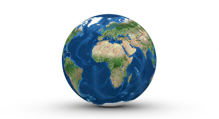 Fototapeta premium Detailed 3D rendering of planet Earth showing continents and oceans on an isolated transparent background.