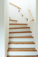 Wooden Staircase with Festive Hanging Bunting