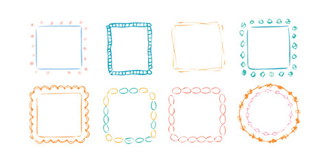 Pastel doodle frames with playful designs borders doodles