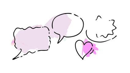 Pastel pink shapes with black outlines abstract