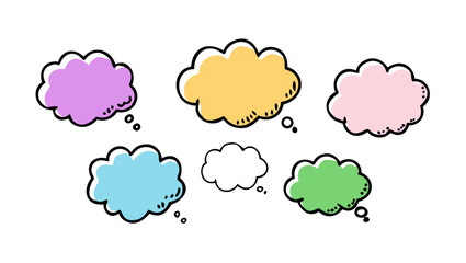 Pastel Speech Bubbles With Dots purple yellow