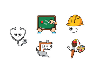 Cartoon depiction of diverse professions