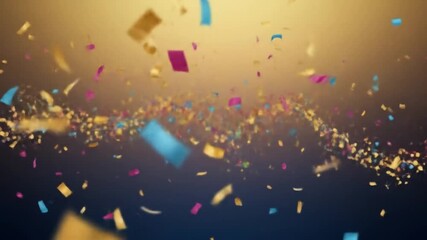 Abstract festive background with glitter, confetti, ribbons and free place for text. New Year, Christmas, birthday, holiday celebration banner - Powered by Adobe