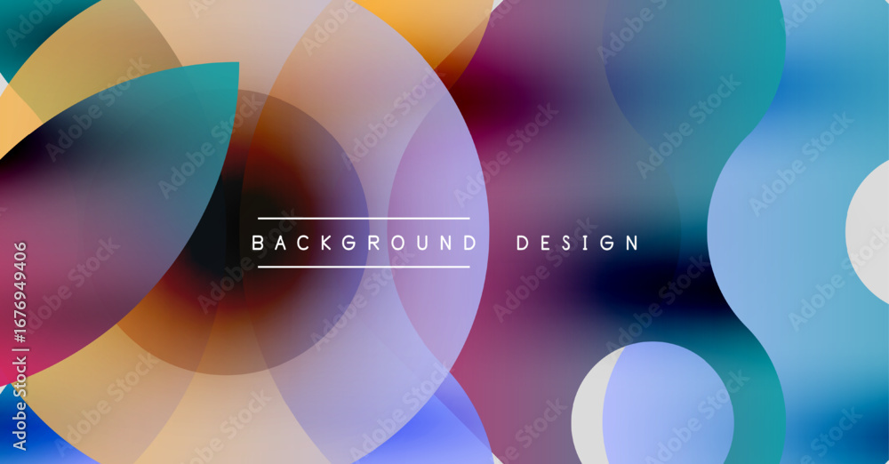 Aufkleber abstract colorful circles overlap creating blurred gradients. text reads background design centered 