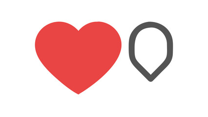 Red heart and gray location pin love favorite