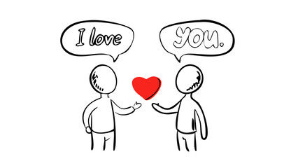 Red Heart Doodle with Transparent Background love symbol