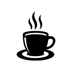 Coffee cup Icon silhouette Hot drink with steam isolated