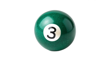 pool ball number three on transparent background