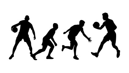 Two athletes in motion on a white background sports action