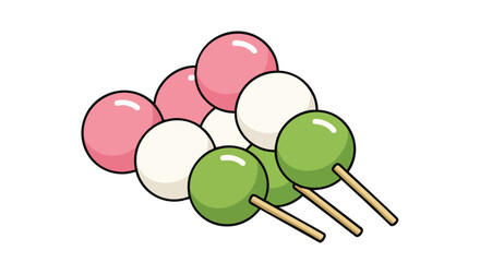 Whimsical Dango Dessert: A Colorful Confection of Traditional Japanese Treats Illustration