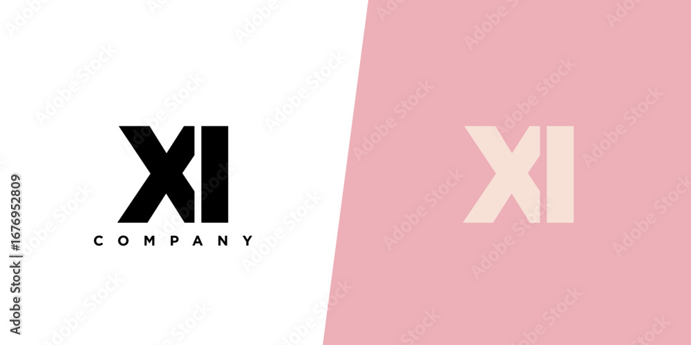 Poster letter x and i, xi logo design template. minimal monogram initial based logotype.