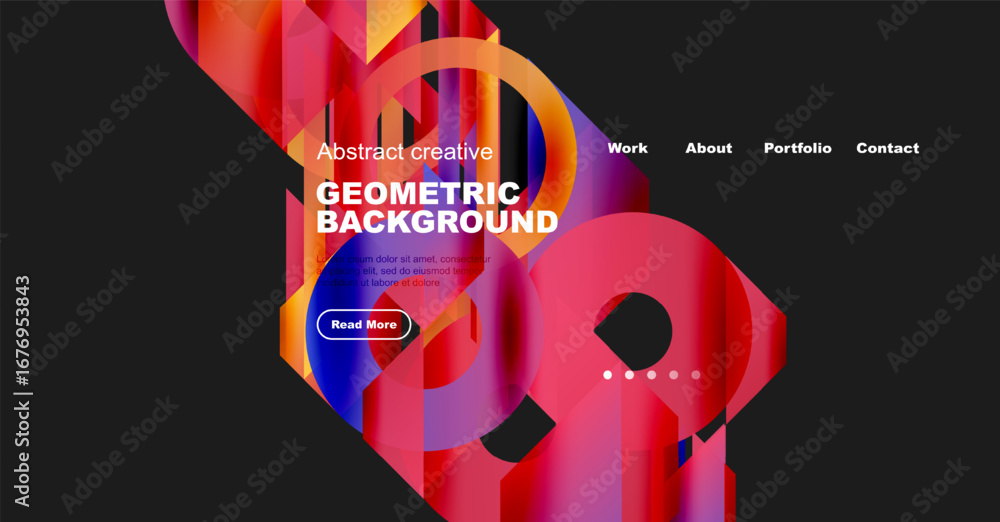 Poster abstract geometric background design. vibrant colors, shapes create dynamic visual experience. websi