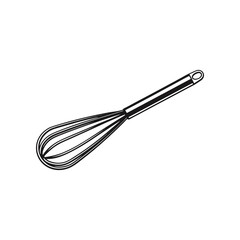 The Whisk: A sleek, isolated line drawing of a classic whisk, perfect for culinary or design projects.