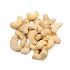Photo of Cashew nuts  taken with a high-resolution camera using the focus-stacking technique on a white background.