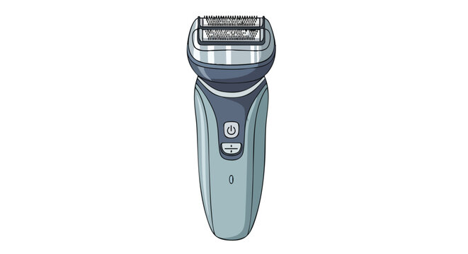Stylized electric shaver illustration showcasing personal grooming and modern hygiene practices, featuring detailed blade design and ergonomic