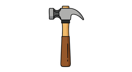 Handcrafted carpentry tool featuring a mallet, a robust hammer depicted with simplicity and meticulous execution, isolated on a pristine white expanse