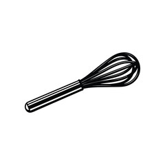 Whisk Icon: A simple and elegant monochrome rendering of a whisk, perfect for culinary and kitchen-themed projects.