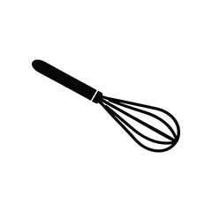Whisk Icon: a sleek, modern whisk in silhouette, perfect for culinary illustrations, highlighting the essential tool of baking. 