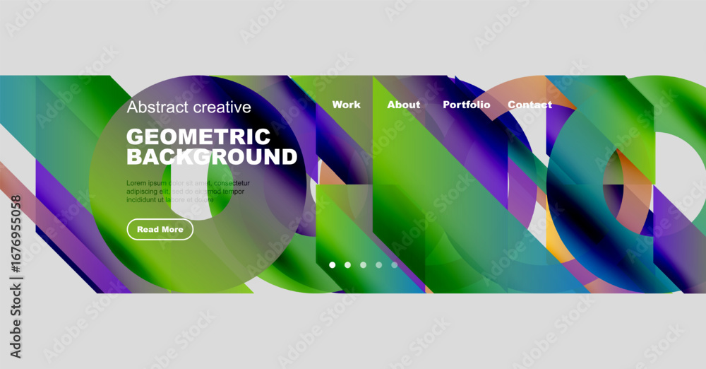 Aufkleber abstract geometric background features vibrant colors, text overlays, navigation menu. modern design