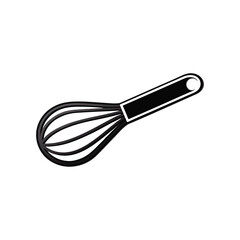 Whisk Icon: A simple illustration of a whisk, perfectly rendered for your culinary needs, is isolated, showcasing clean lines and a sleek aesthetic. 