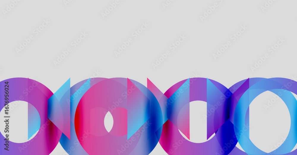 Poster abstract colorful circles overlap, creating dynamic visual effect. gradient hues blend, forming mode
