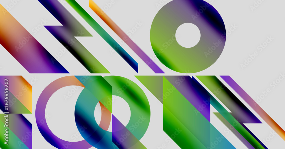 Aufkleber abstract composition. colorful geometric shapes overlap, creating dynamic visual effect. gradient hu