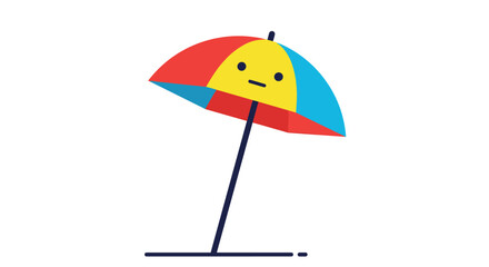 Obraz premium Cute cartoon beach umbrella with sad face, perfect for summer vacation design elements and children's projects
