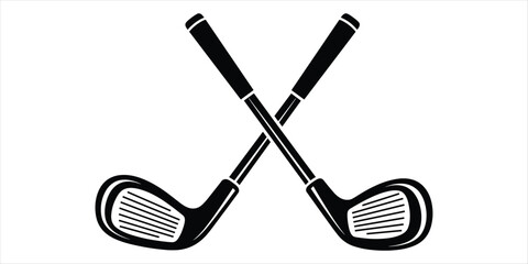 Two black golf clubs crossed on a white background vector illustration sport sports