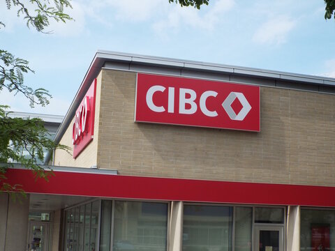 Kanata, ON, Canada, June 15, 2025: The exterior of "CIBC" bank branch at 445 Kanata Ave.
