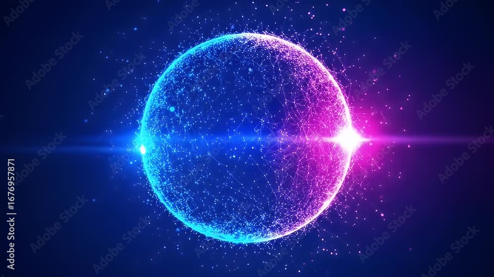 Aufkleber glowing spherical network of interconnected points against a dark background