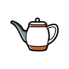 Vintage Teapot Illustration: This illustration presents a classic, detailed outline of a vintage teapot, perfect for evoking a sense of nostalgia, warmth and homeliness.