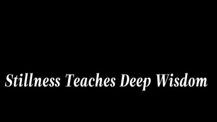 Stillness teaches deep wisdom in a simple text message on black background