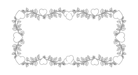 Obraz premium Elegant heart and leaves frame design element for invitations and romantic decorations with space for text