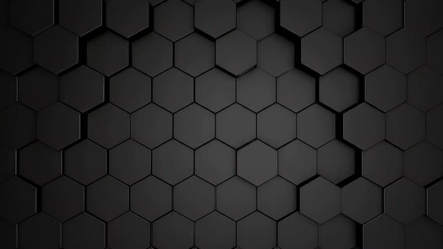 Dark, abstract background featuring a pattern of raised and lowered hexagons