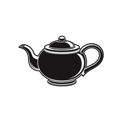 Elegant Teapot Silhouette: An elegant, monochrome silhouette of a teapot, capturing a sense of timeless design. The teapot embodies serenity and a love for the simpler things in life.