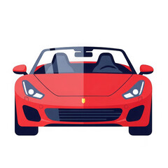 Fototapeta premium Sleek red convertible sports car front view isolated on transparent background