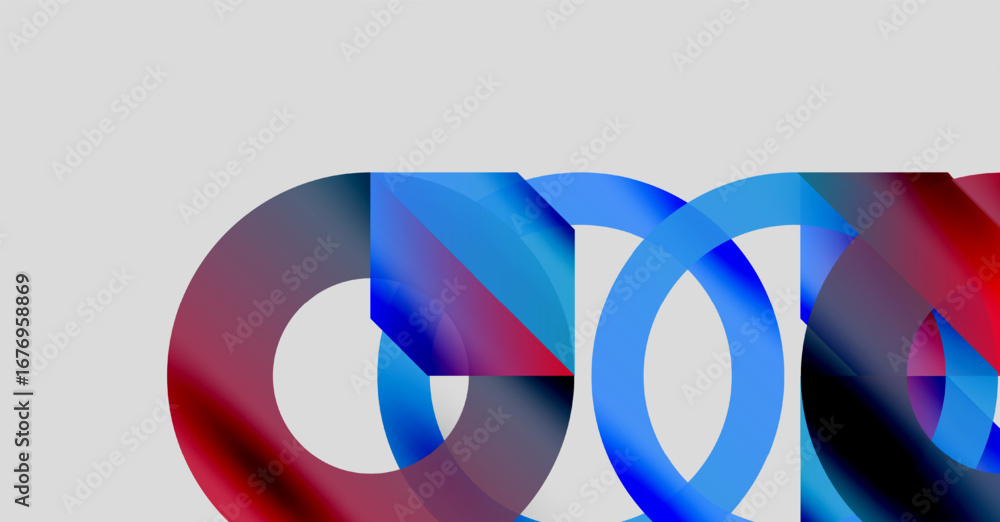 Poster abstract design features overlapping colorful circles. red, blue hues create dynamic visual impact. 