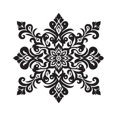 Ornamental design silhouette black and white vector icon