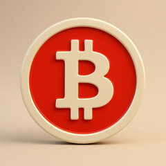 Obraz premium Bitcoin Cryptocurrency: Red Coin Symbol