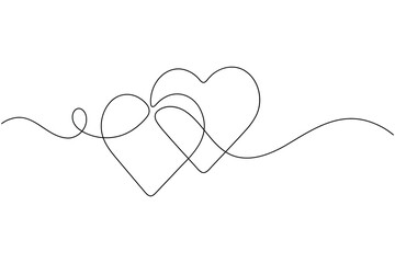 Heart shape continuous one line drawing minimalist romantic valentine vector illustration