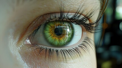 High detail 3d visualization of a human eye with close up of the iris for scientific study