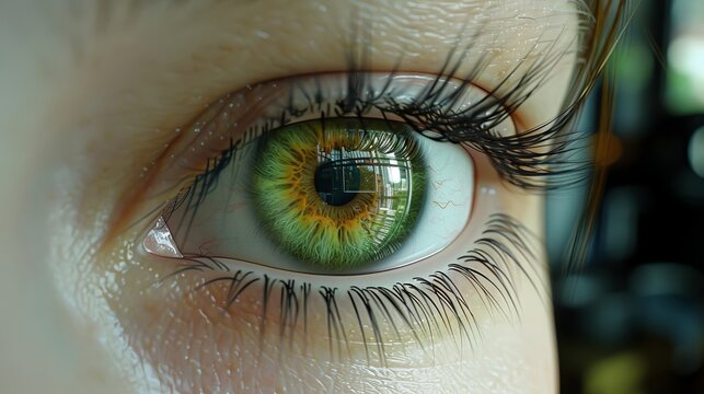 High detail 3d visualization of a human eye with close up of the iris for scientific study