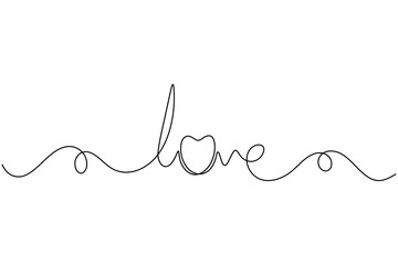 Heart shape continuous one line drawing minimalist romantic valentine vector illustration