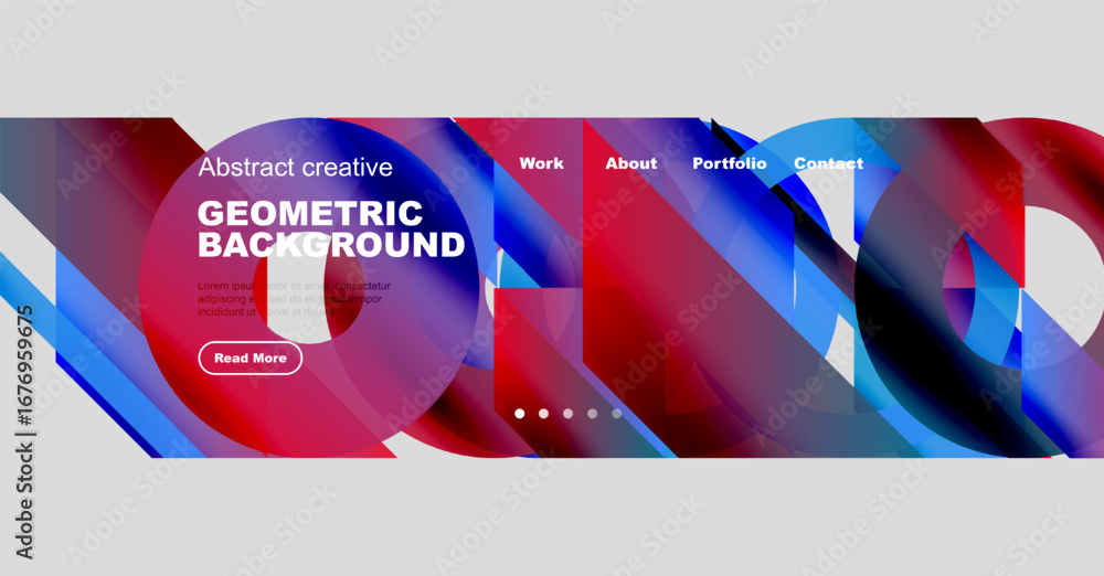 Aufkleber abstract geometric background features vibrant colors, text overlays, navigation menu. modern design