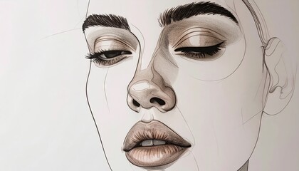 Serene Woman Portrait Continuous Line Art