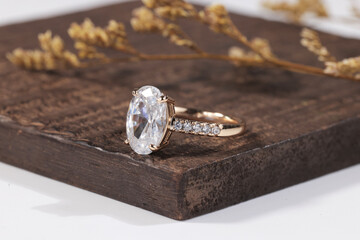 diamond engagement ring showcases elegance and brilliance against a soft background for a memorable...