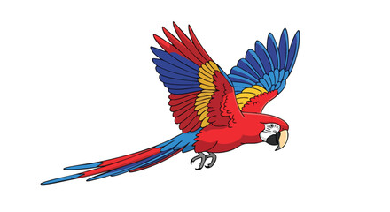 Obraz premium Vibrant macaw soars in the sky showing off its colorful feathers in a delightful flight motion artwork