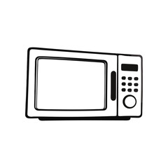 Microwave Oven Illustration: A modern illustration captures a minimalist design of microwave oven, essential kitchen appliance for efficient food preparation.