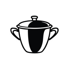 Elegant Culinary Vessel: An elegant, monochrome illustration presents a detailed drawing of a classic pot with lid, inviting the viewer to appreciate the simple beauty of functional design.